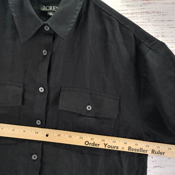 J.Crew Women's Size XS Black 100% Linen Utility Shirt Dress Short Sleeve C1926 - Picture 3 of 9